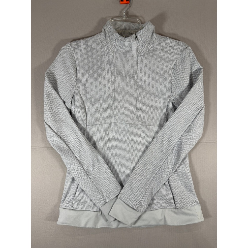 Kyodan Womens Grey Herringbone Active Pullover Thumbhole Cuffs Size Small